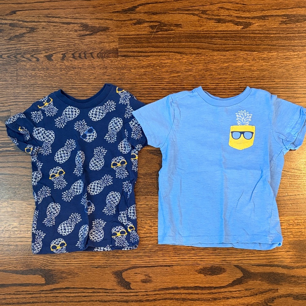 Bundle of Little Me Pineapple Graphic Tees - Navy and Light Blue
